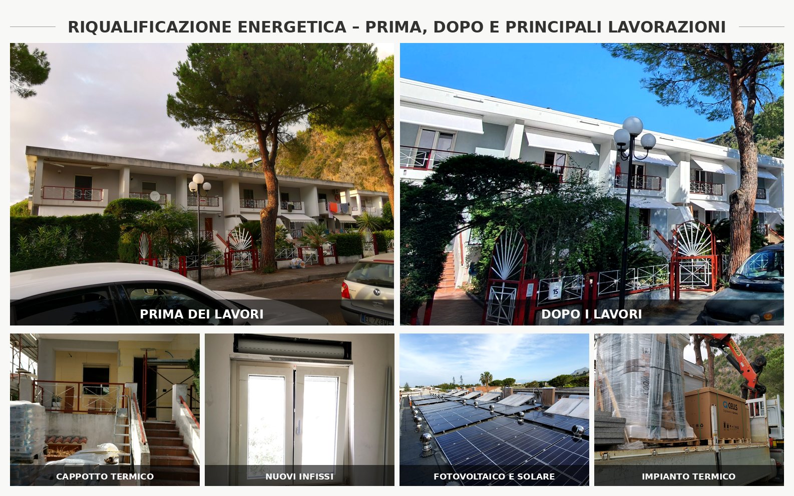 Riqualificazione energetica dei villini a Praia a Mare — prima, dopo e lavorazioni